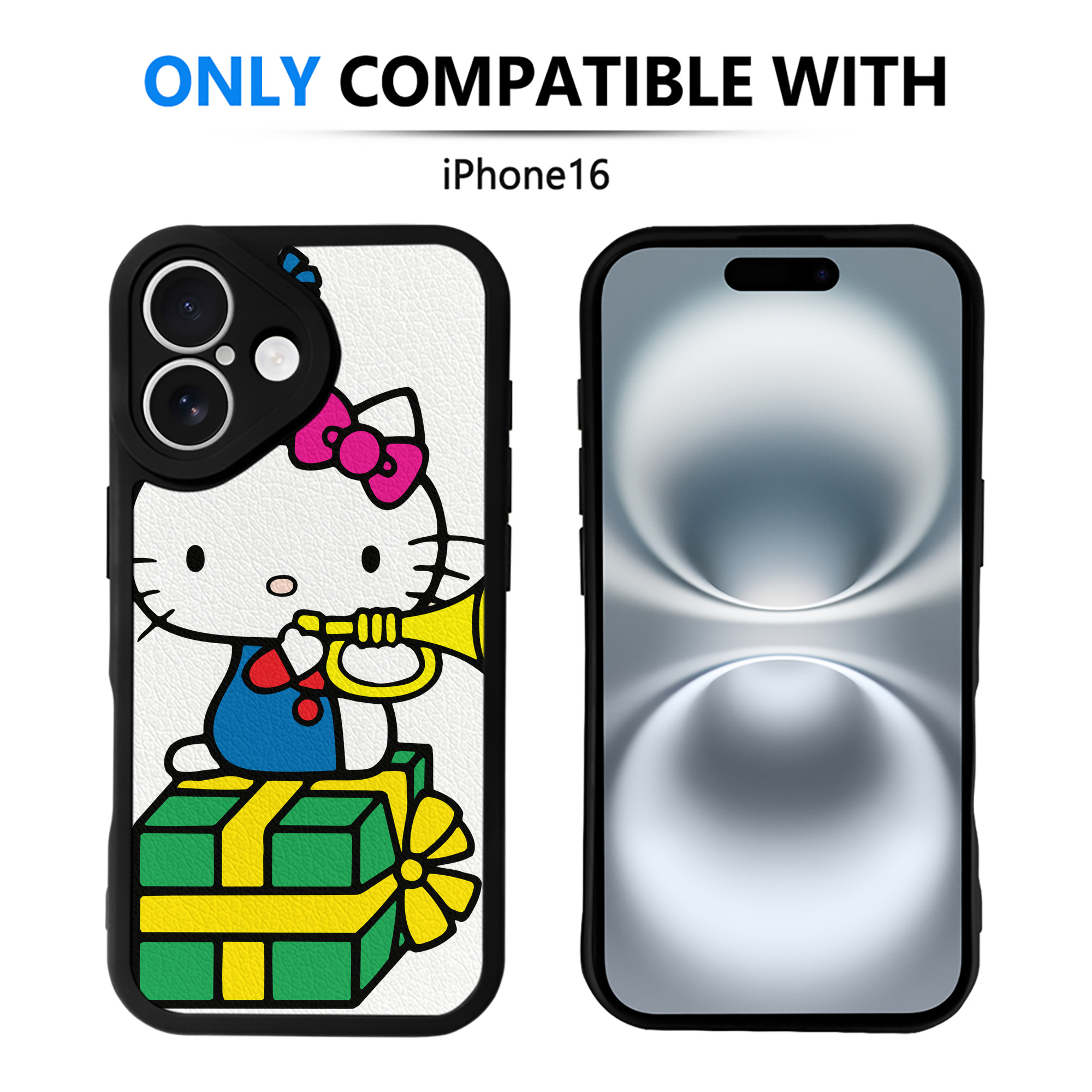 （画像用） Hello Kitty ハローキティ 【iPhone 16シリーズ対応】シリコンスマホケース（レザー調） 材質：シリコン